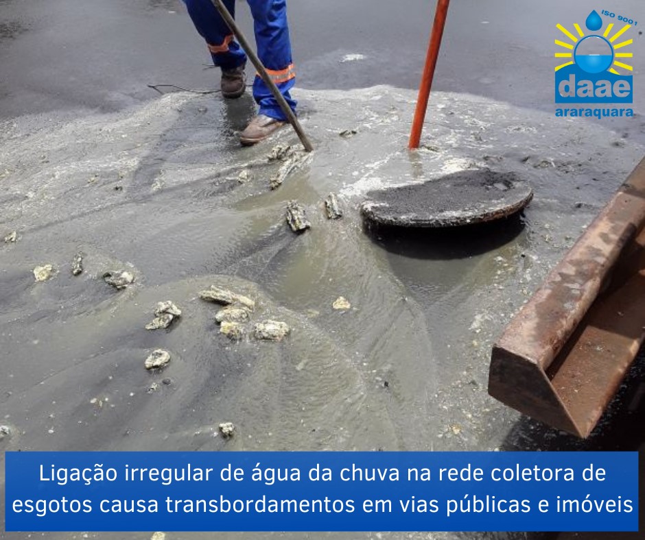 Leia mais sobre o artigo Ligação irregular de água da chuva na rede coletora de esgotos causa transbordamentos em vias púbicas e imóveis