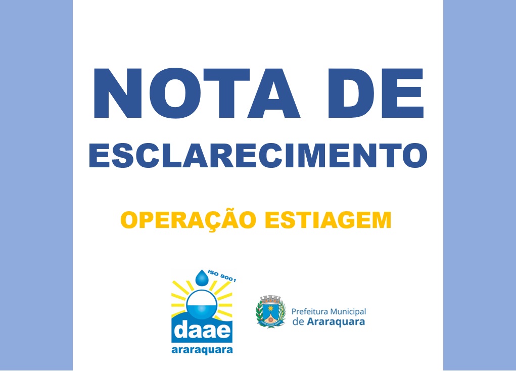 Leia mais sobre o artigo ESCLARECIMENTO OPERAÇÃO ESTIAGEM